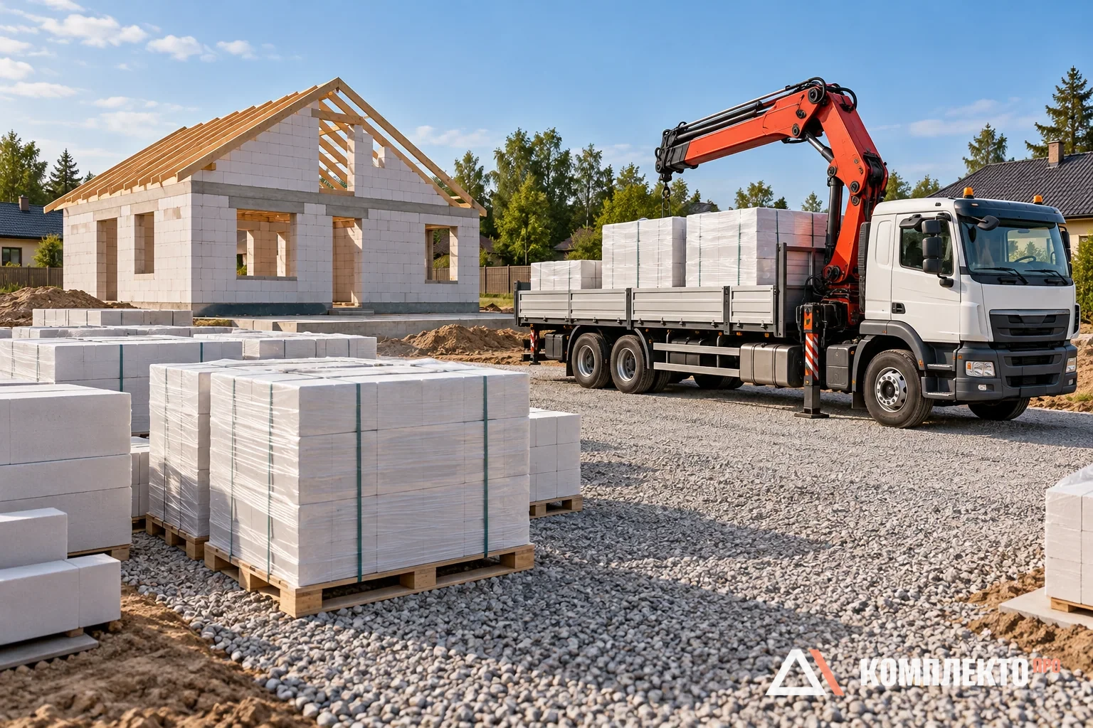Доставка газобетонных блоков на строительную площадку